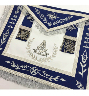 Masonic Blue Lodge Past Master Silver Machine Embroidery Freemasons Apron - kitchcutlery
 - 2